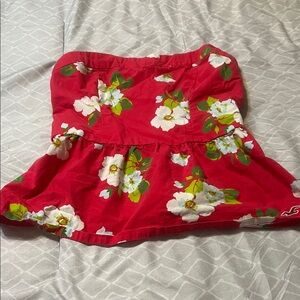 Hollister Red Floral Tube Top